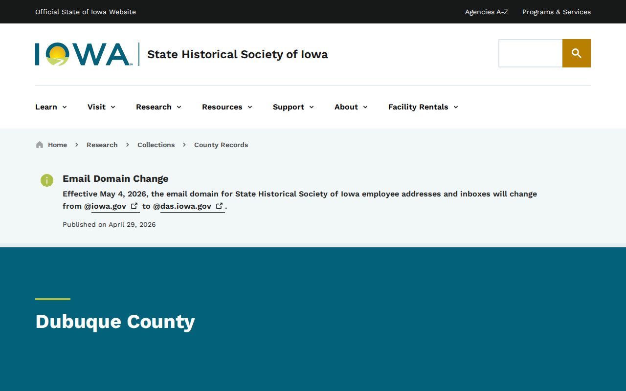 State Historical Society Dubuque County records catalog