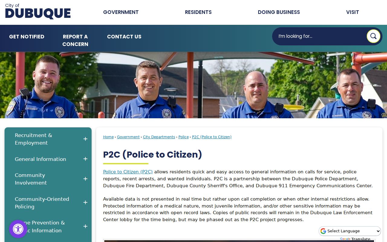 Dubuque residents directory Police to Citizen portal