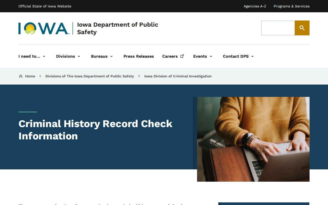 Iowa DCI criminal history record check information used to verify a Dubuque name