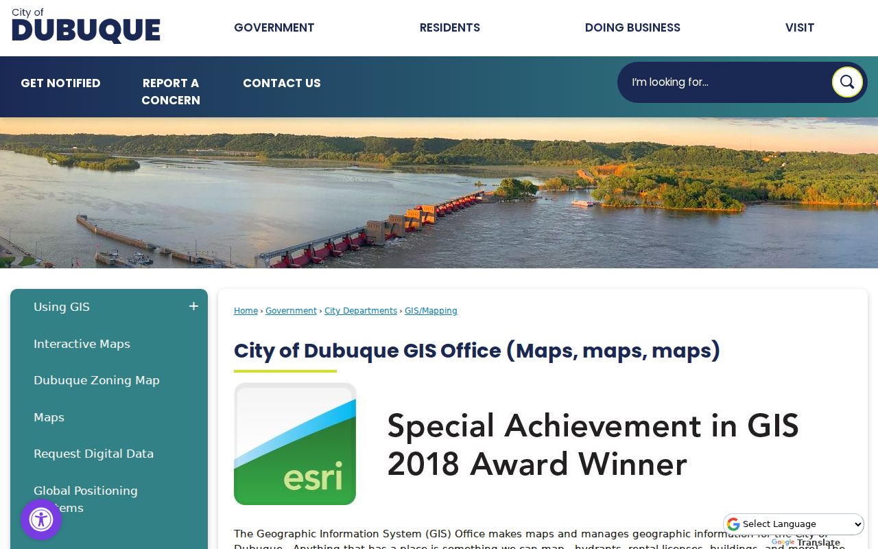 City of Dubuque GIS mapping information for address and parcel research