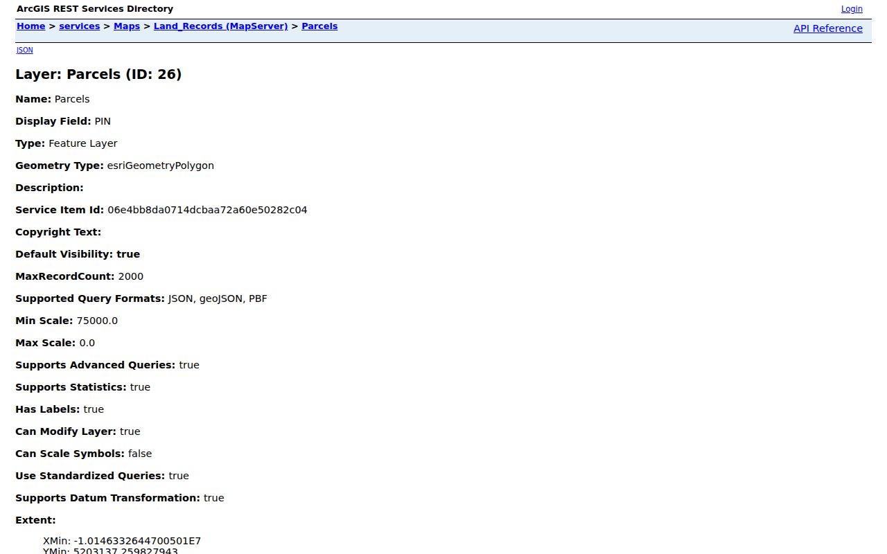 Dubuque County parcel layer fields and map query controls