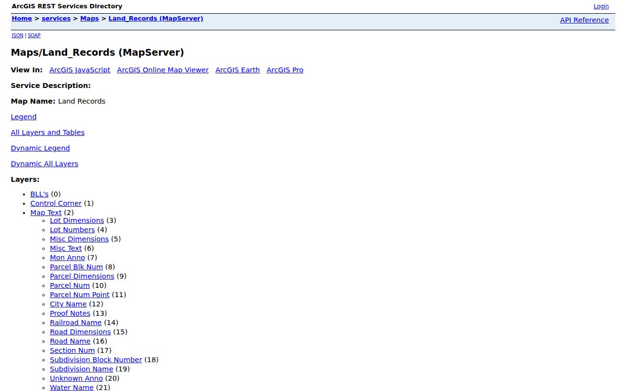 Dubuque County GIS Land Records layer list used for street searches